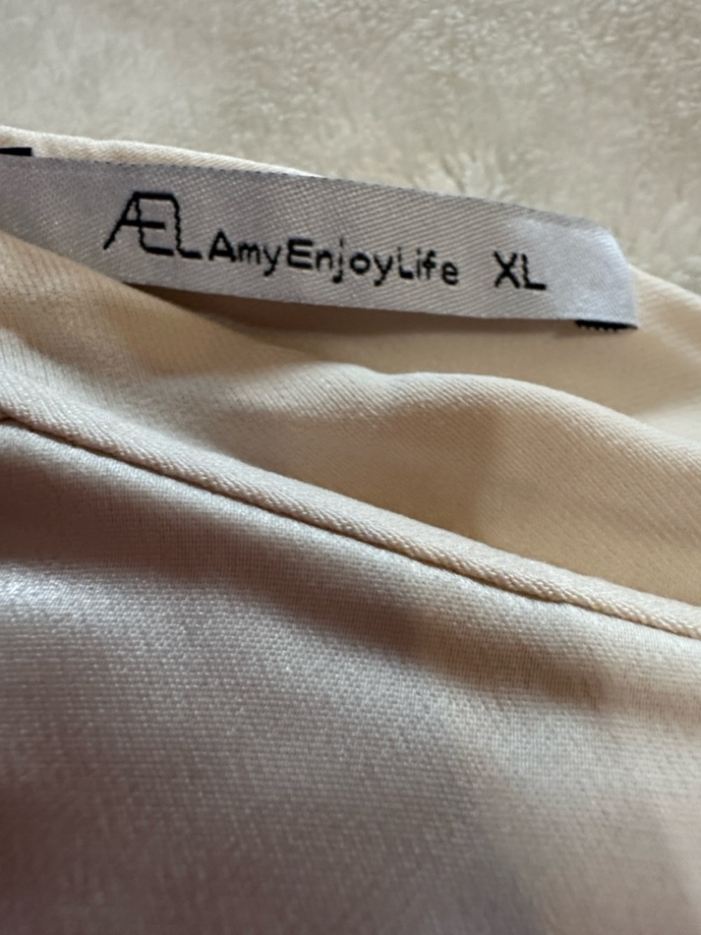 One-Shoulder Ruffle Blouse in Light Beige - Picture 4 of 11